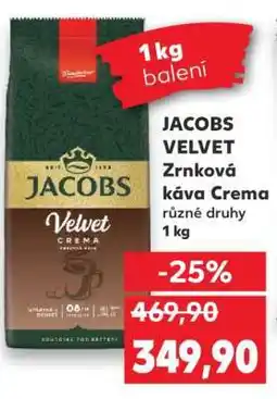 Kaufland JACOBS VELVET Zrnková káva Crema nabídka