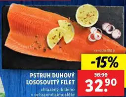 Lidl PSTRUH DUHOVÝ LOSOSOVITÝ FILET, cena za 100 g nabídka