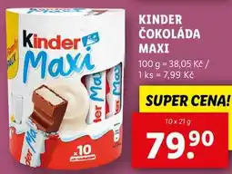 Lidl KINDER ČOKOLÁDA MAXI, 10x 21 g nabídka