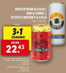 Lidl SPICED RUM & COLA/GIN & TONIC/SCOTCH WHISKY & COLA, 330 ml nabídka