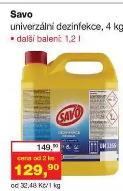 Ráj drogerie Savo univerzální dezinfekce, 4 kg nabídka