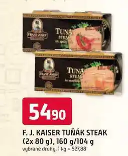 Trefa F. J. KAISER TUŇÁK STEAK (2x 80 g), 160 g/104 g nabídka
