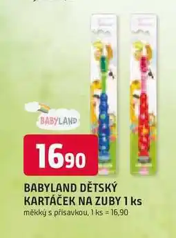Trefa BABYLAND DĚTSKÝ KARTÁČEK NA ZUBY 1 ks měkký s přísavkou nabídka