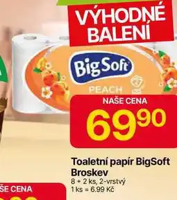 Hruška Big Soft Toaletní papír Broskev 8 + 2 ks, 2-vrstvý nabídka