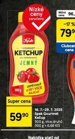 Tesco Spak gourmet kedčup nabídka