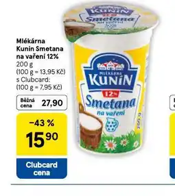 Tesco Kunín smetana na vaření 12% nabídka