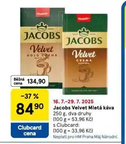 Tesco Jacobs velvet mletá káva nabídka