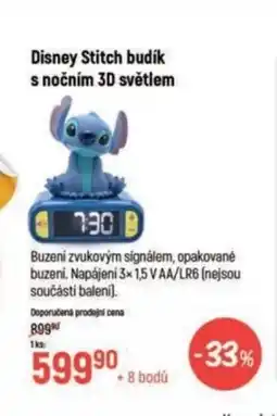 Globus Disney Stitch budík s nočním 3D světlem nabídka