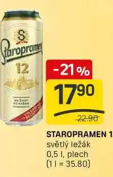 Flop STAROPRAMEN 11 světlý ležák 0,5 1, plech nabídka