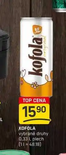 Flop KOFOLA vybrané druhy 0,33l, plech nabídka