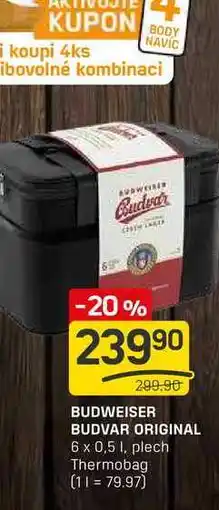 Flop BUDWEISER BUDVAR ORIGINAL 6 x 0,5 l, plech nabídka
