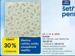 Tesco Ručník 50 x 90 cm, vzor zelený list nabídka