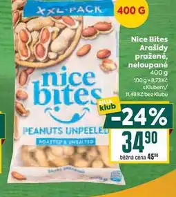Billa Nice Bites Arašídy pražené, neloupané 400 g nabídka