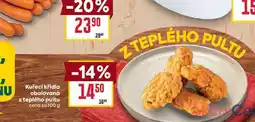 Billa Kuřecí křídla obalovaná z teplého pultu cena za 100 g nabídka