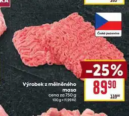 Billa Výrobek z mělněného masa cena za 750 g nabídka