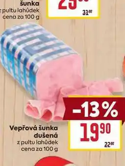 Billa Vepřová šunka dušená z pultu lahůdek cena za 100 g nabídka
