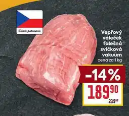 Billa Vepřový váleček falešná svíčková vakuum cena za 1 kg nabídka