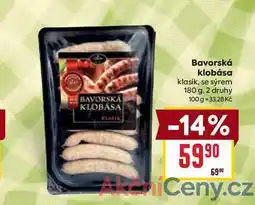 Billa Bavorská klobása klasik, se sýrem 180 g nabídka