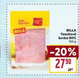 Billa BILLA Toastová šunka 90% 100 g nabídka