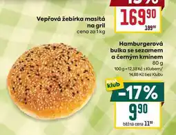 Billa Hamburgerová bulka se sezamem a černým kmínem 80 g nabídka