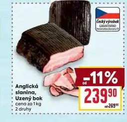 Billa Anglická slanina, Uzený bok cena za 1 kg nabídka
