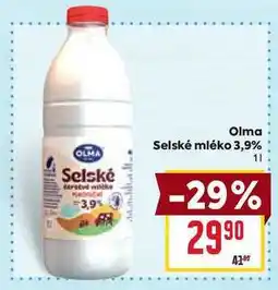 Billa Olma Selské mléko 3,9% 1l nabídka