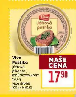 Billa Viva Paštika játrová, pikantní, lahůdkový krém 120 g nabídka