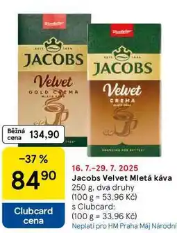 Tesco Jacobs Velvet Mletá káva, 250 g nabídka