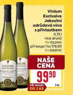 Billa Vinium Exclusive Jakostní odrůdová vína s přívlastkem 0,75l nabídka