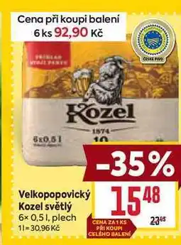 Billa Velkopopovický Kozel světlý 6× 0,5 1, plech nabídka