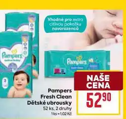 Billa Pampers Fresh Clean Dětské ubrousky 52 ks nabídka