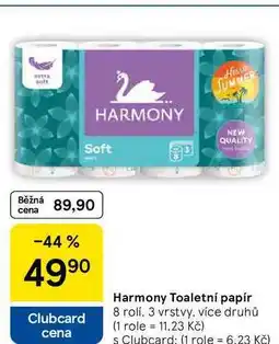Tesco Harmony Toaletní papír, 8 rolí, 3 vrstvy, více druhů nabídka