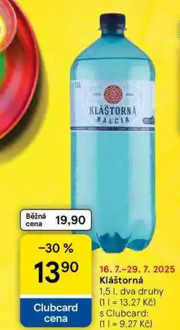 Tesco Kláštorná, 1,5 l, dva druhy nabídka