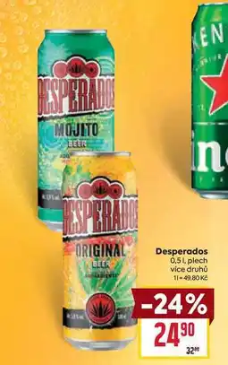Billa Desperados 0,51, plech nabídka