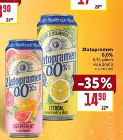 Billa Zlatopramen 0,0% 0,51, plech nabídka