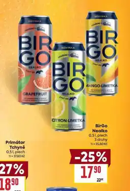 Billa BirGo Nealko 0,51, plech nabídka