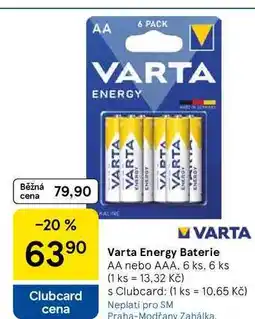 Tesco Varta Energy Baterie AA nebo AAA, 6 ks nabídka