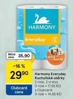Tesco Harmony Everyday Kuchyňské utěrky, 2 role, 2 vrstvy nabídka