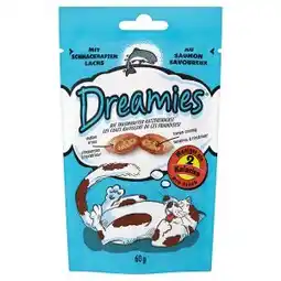 Tesco Dreamies Polštářky s lososem doplňkové krmivo pro kočky a koťata 60g nabídka