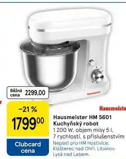 Tesco Hausmeister HM 5601 Kuchyňský robot, 1200 W, objem misy 5 l, 7 rychlostí, s příslušenstvím nabídka