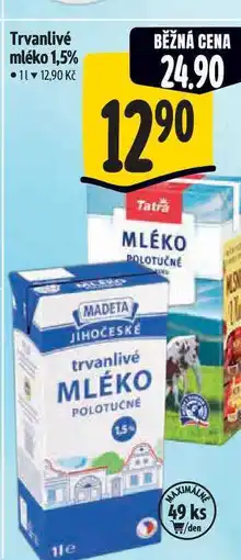 Albert Trvanlivé mléko 1,5% 1 l nabídka