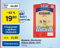 Tesco Madeta Jihočeský Eidam plátky 30% nabídka
