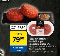 Tesco Tesco Grill Master Hovězí burger s papričkou Jalapeño nabídka