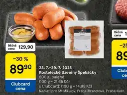 Tesco KOSTELECKÉ UZENINY ŠPEKÁČKY nabídka