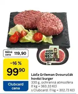 Tesco Láďa Grileman Dvouručák hovězí burger nabídka