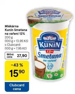 Tesco Mlékárna Kunín Smetana na vaření 12% nabídka