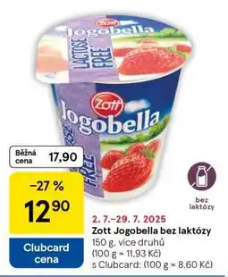 Tesco Zott Jogobella bez laktózy nabídka