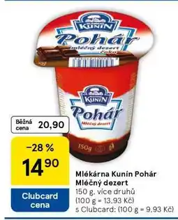 Tesco Mlékárna Kunín Pohár Mléčný dezert nabídka