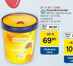 Tesco Prima Mrož sorbet nabídka