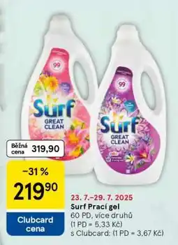 Tesco Surf prací gel nabídka